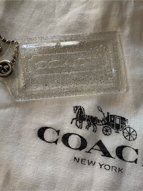 COACH Clear with Silver Glitter Hangtag Keychain